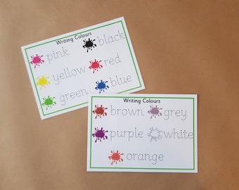 Tracing Colours, writing colours, first words, tracing worksheet, learning colours, EYFS, Pre school, teaching resource, learning, education