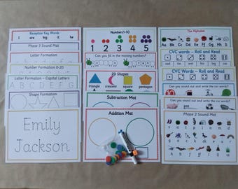 Starting School Pack, name tracing, tracing letters, tracing numbers, phonics,CVC words, shapes, EYFS, Learning, teaching, educational