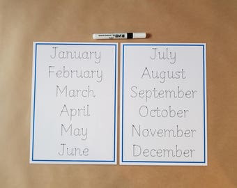 Months of the Year Tracing Mats, formation mats, teaching resource, learning resource, KS1, laminated, reusable mats, educational,