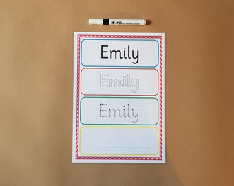 I can write my name, Name Tracing card, Reusable,  wipe clean, teaching resource