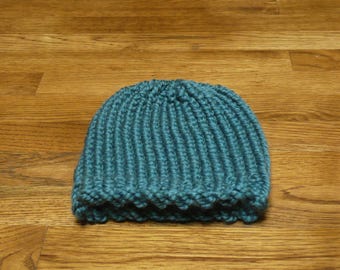 Adult/Teen Stocking Cap - Thunder Blue (9") Stocking hat. Winter hat. Beanie. Knit hat. Blue. Wool hat. Acrylic. Bearpaw Crafts by Tania