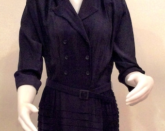 Vintage 1940s dress R & K Original Personally Yours vintage 1940s navy  blue dress tiered skirt 1940s theater costume collectible vintage