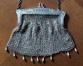 German silver chain mail purse antique silver mesh purse Edwardian silver metal purse theater costume steampunk collectible purse
