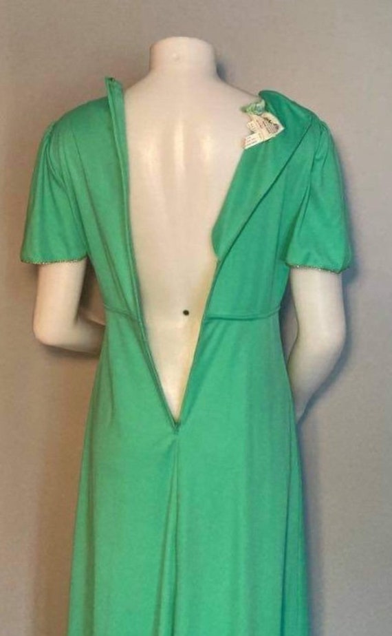 Vintage 1970s maxi dress seafoam green flutter sl… - image 4