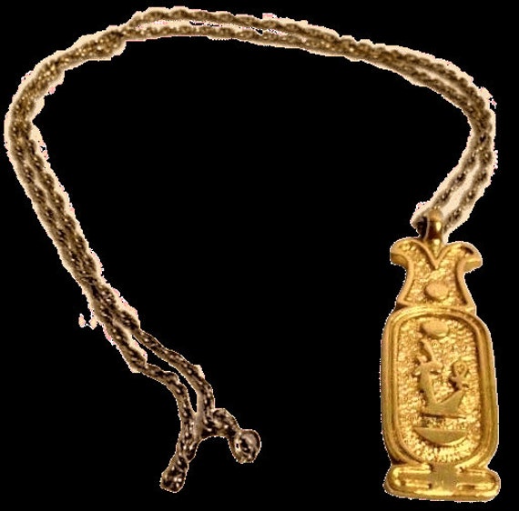 Vintage Egyptian Revival pendant necklace hierogl… - image 2