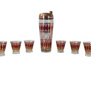 Cocktail Glasses Red and Gold - Etsy