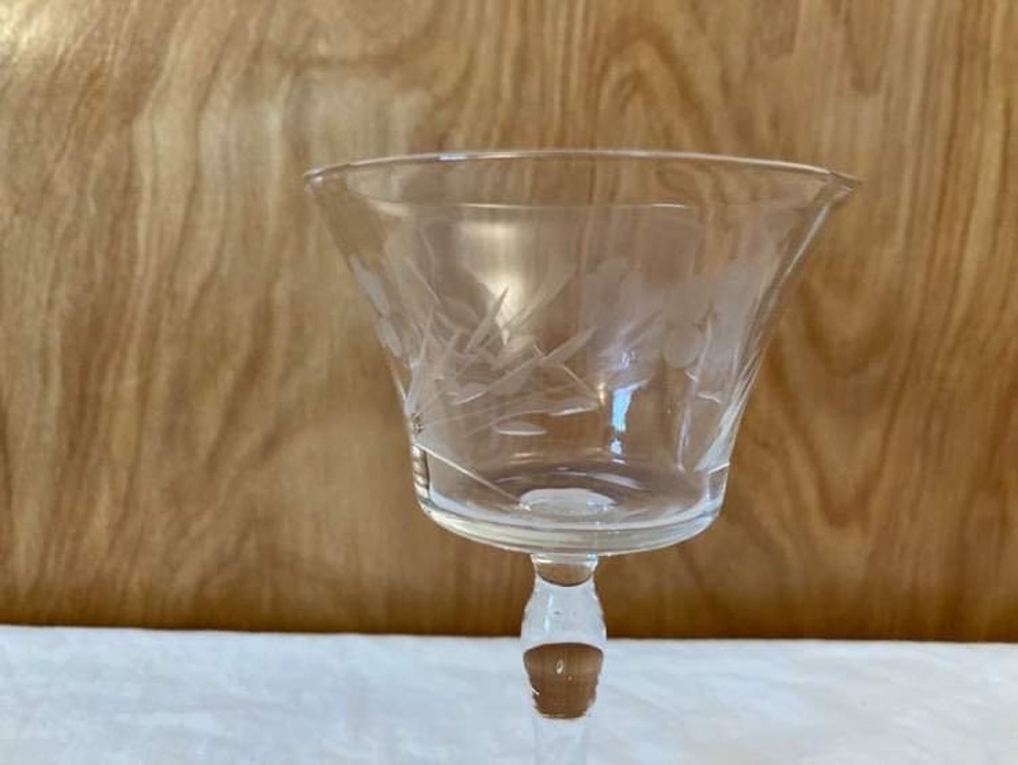 Vintage Wine Glasses Small 3 1/2 Oz. Blown Glass Cut Glass Set Etsy