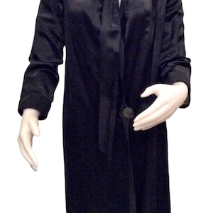 Antique 1920s black opera coat womens tie neck formal black evening coat 1920s theater costume 1920s womenswear fashion coat