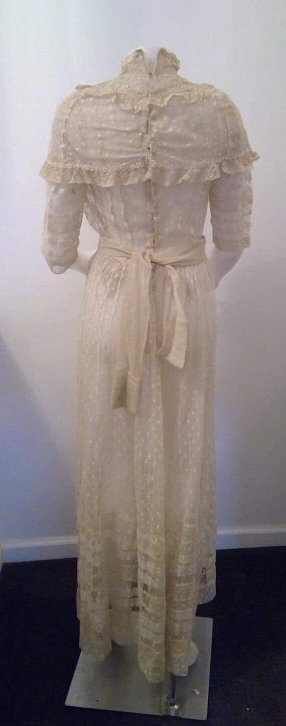 Antique Edwardian lingerie  dress mesh lace tea d… - image 5