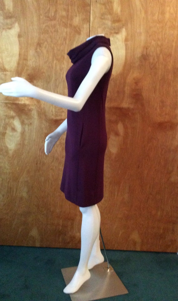 1960s mini dress purple sleeveless cowl neck pock… - image 8