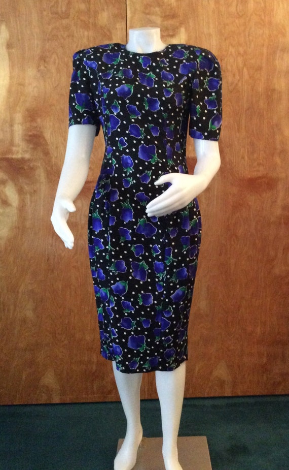 Vintage silk dress 1980’s KATHRYN CONOVER  floral 