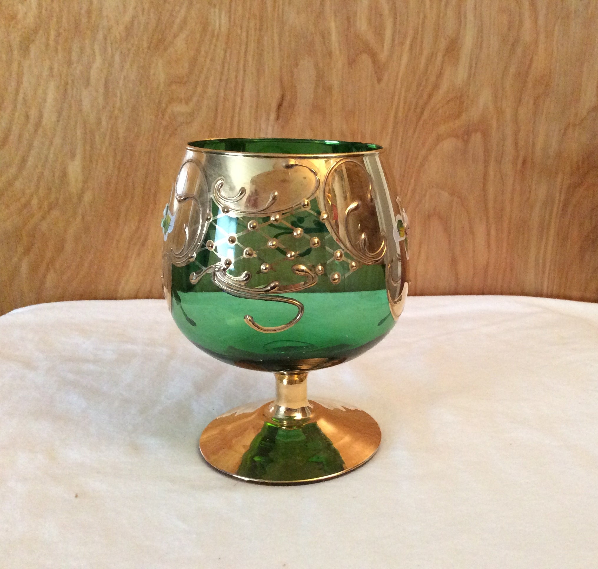 Vintage Murano glass glass brandy snifter green glass Etsy