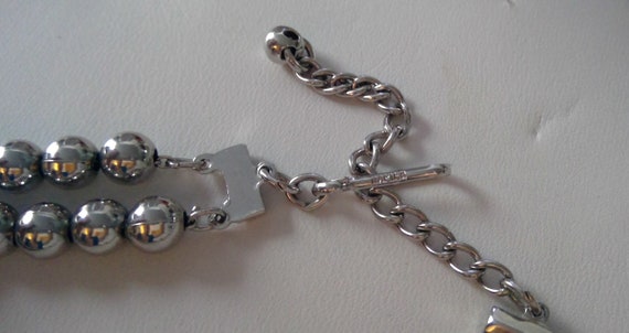 vintage NAPIER silver beaded double strand neckla… - image 5