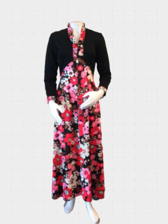 Vintage maxi dress 1960s 1970s floral print maxi … - image 3
