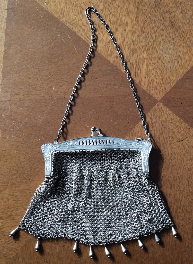 German Silver Chain Mail Purse Antique Silver Mesh Purse Etsy