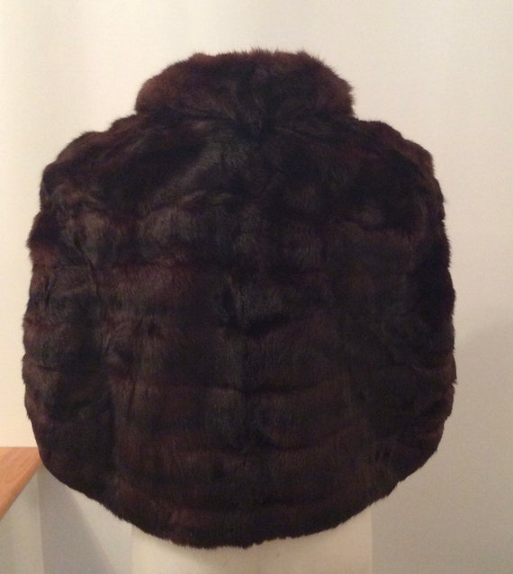 Vintage fur cape dark brown with pockets fur stol… - image 3