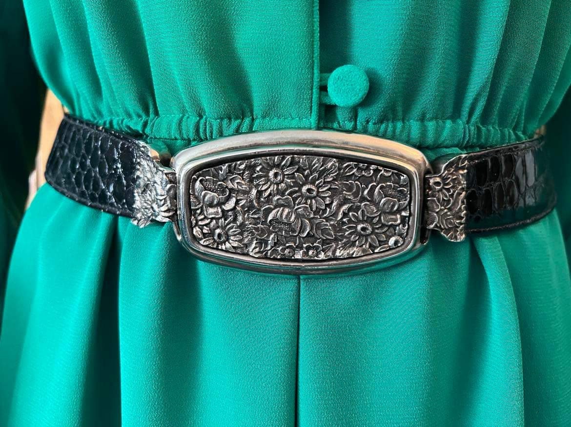 Glen Miller for Ann Turk Belt Adjustable Black Large Silver 