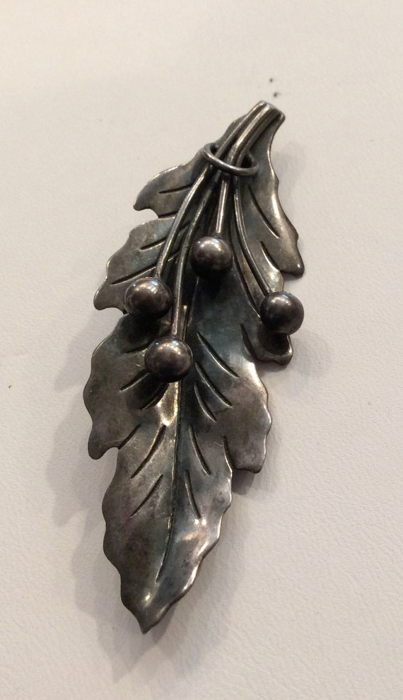 TAXCO sterling silver leaf pin Damaso Gallegos si… - image 6