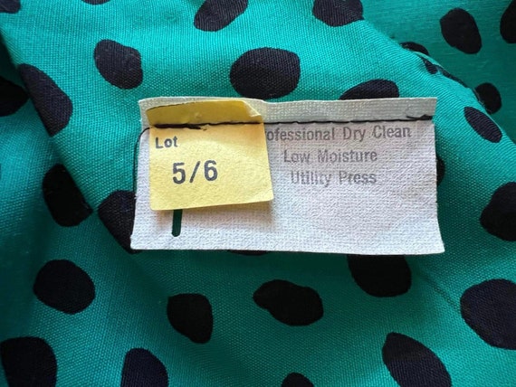 Iconic 80s dress green and black polka dot peplum… - image 7