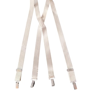 Vintage white suspenders elastic stretch clip on wedding prom formalwear