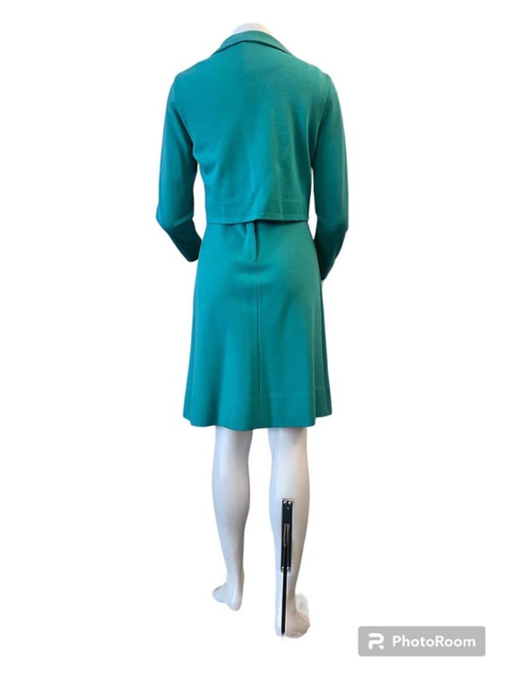 1960s mod mini dress with jacket turquoise sleeve… - image 7