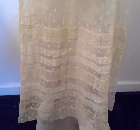 Antique Edwardian lingerie  dress mesh lace tea d… - image 8