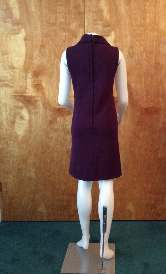 1960s mini dress purple sleeveless cowl neck pock… - image 3