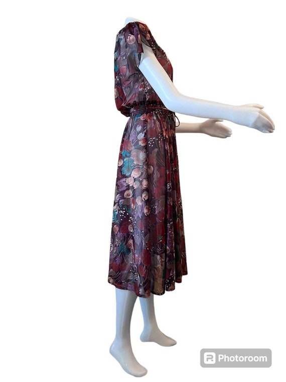 Vintage dress semi sheer floral print shirt petal… - image 4