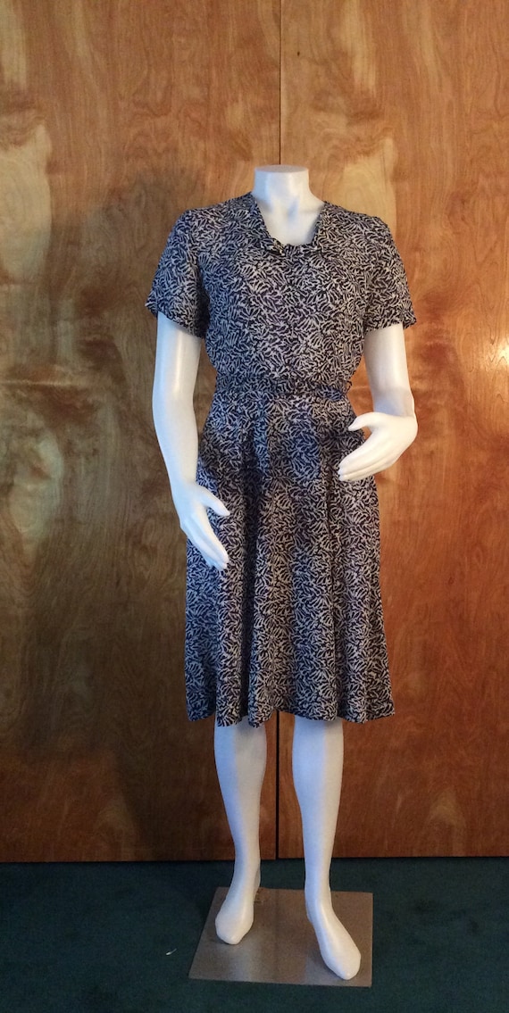 Vintage rayon dress Cay Artley 1940’s 1950’s blue 