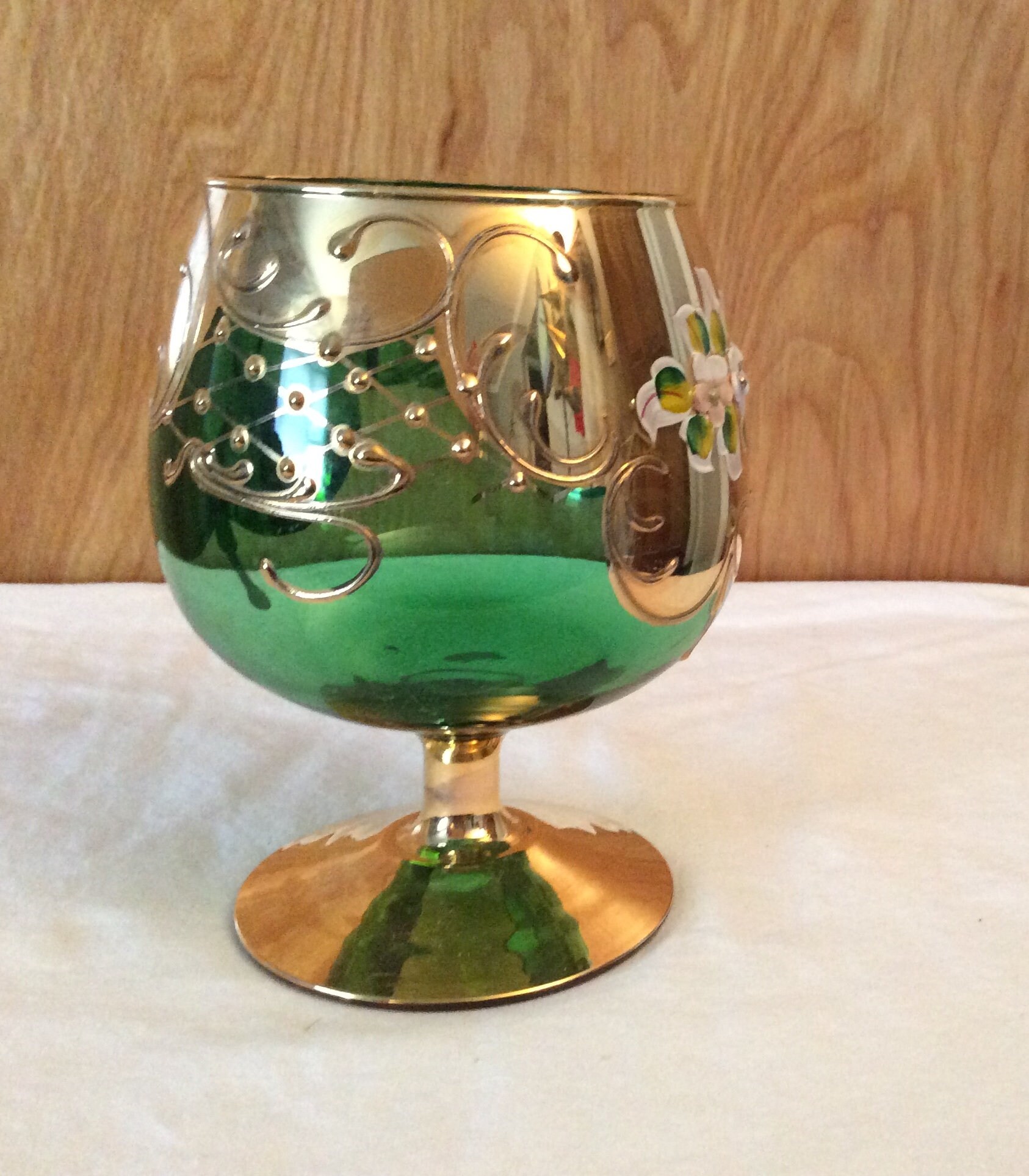 Vintage Murano glass glass brandy snifter green glass Etsy