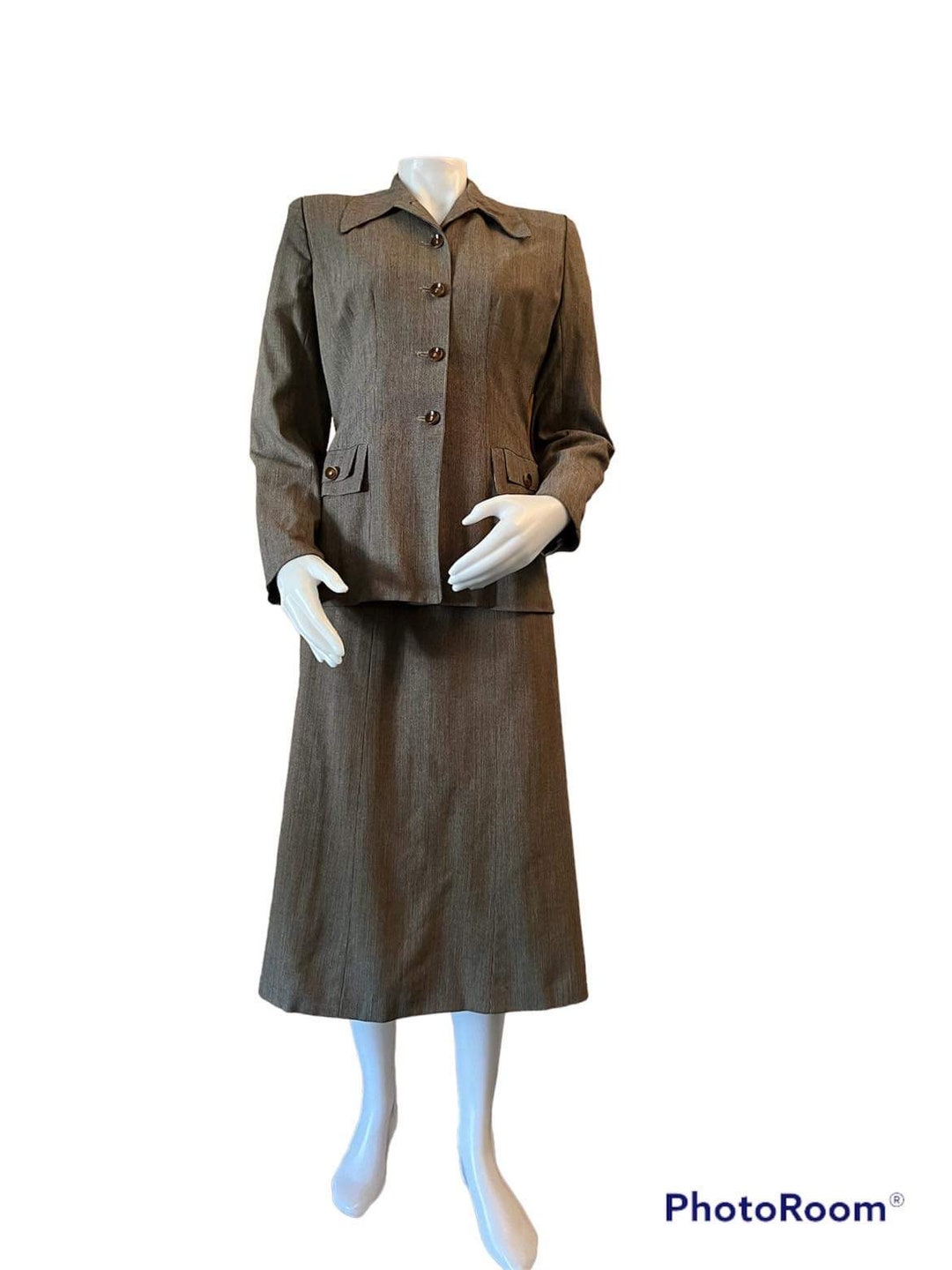 1940s Womens Suit Blazer and Skirt Brown 1940s Womens Office Wear 1940s ...