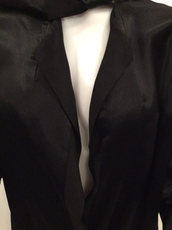 Antique 1920s black opera coat womens tie neck fo… - image 7