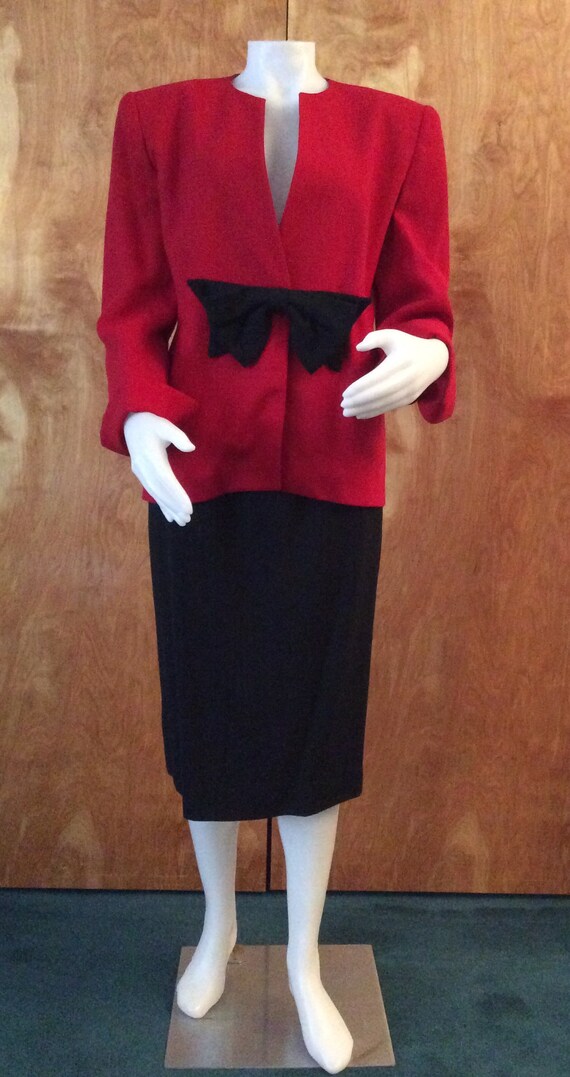 Vintage 1980’s women’s suit red and black cocktail