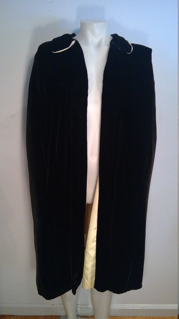 Vintage black silk velvet cape 1930's opera cape e