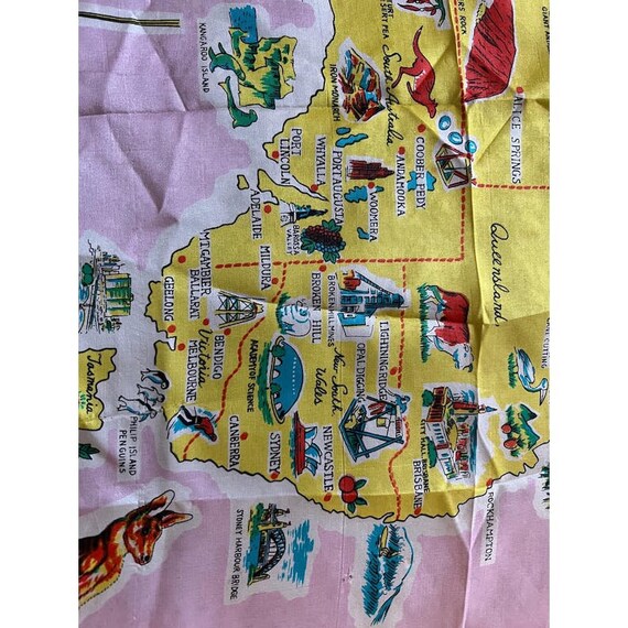 Vintage scarf novelty print Australia map souveni… - image 2