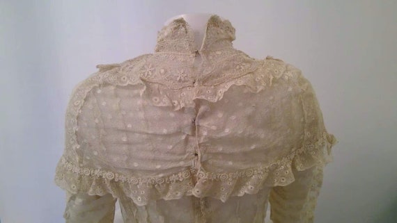 Antique Edwardian lingerie  dress mesh lace tea d… - image 10