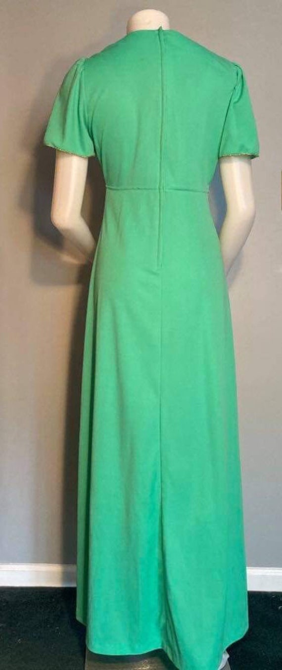 Vintage 1970s maxi dress seafoam green flutter sl… - image 3