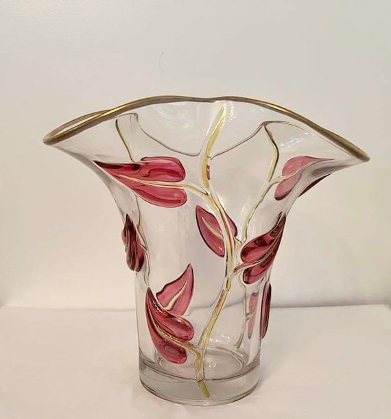 Large Mid-Century Murano Pink & Gold Art Glass Pitcher
