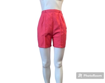 Vintage women’s shorts 1960s side zipper short shorts pink 100% cotton stitched seams belt loops 1960s summer fashion