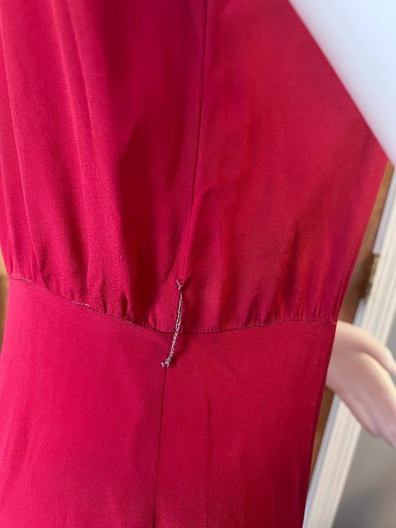Vintage 1930s beach pajamas jumpsuit red silk - image 11