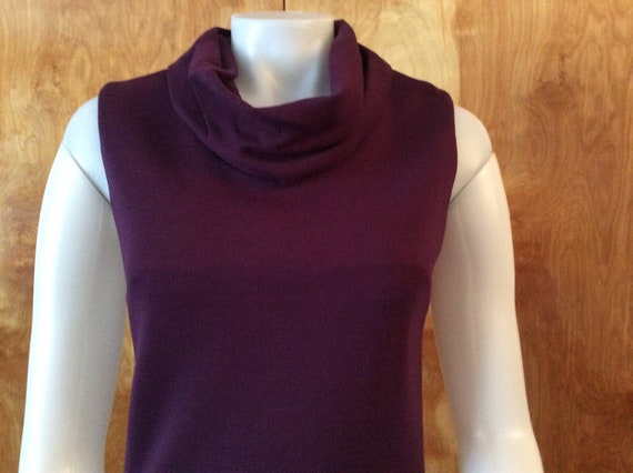 1960s mini dress purple sleeveless cowl neck pock… - image 4