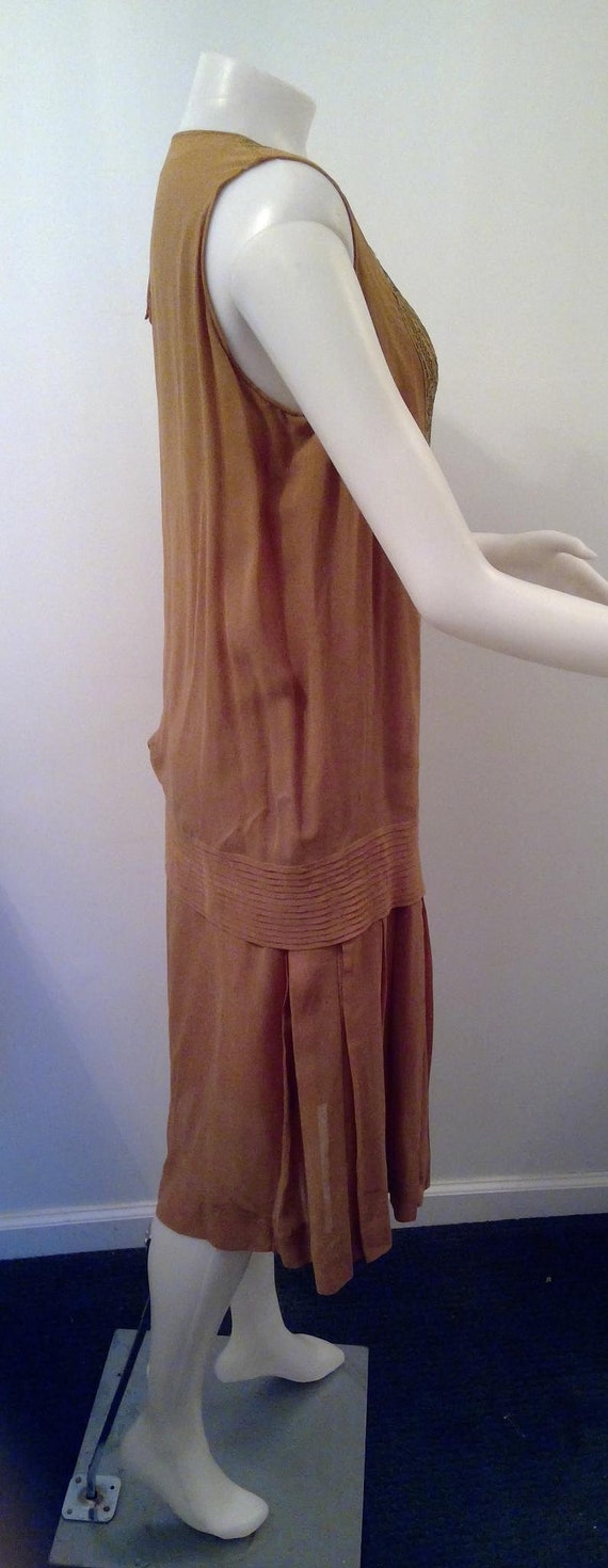 vintage 1920's flapper dress mauve tissue silk dr… - image 5