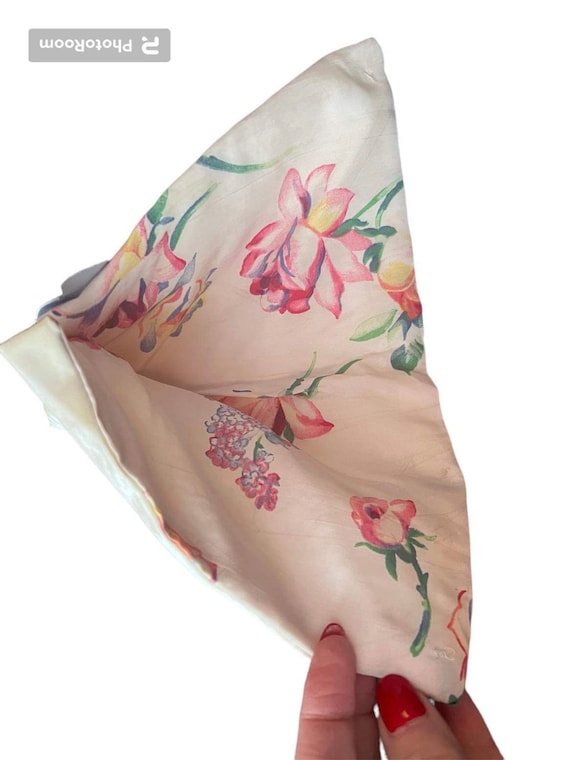 Vintage lingerie pouch 1940s satin with floral li… - image 3