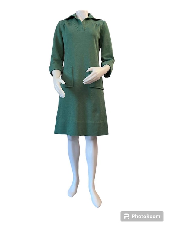 1960s Henry Lee dress green polyester with pockets