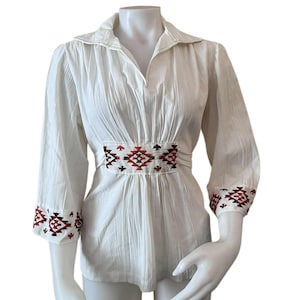 トップス 70s Dead stock gauze tunic SALE >>> 70s Vintage Hippie Tunic Sheer Gauze Cotton Top