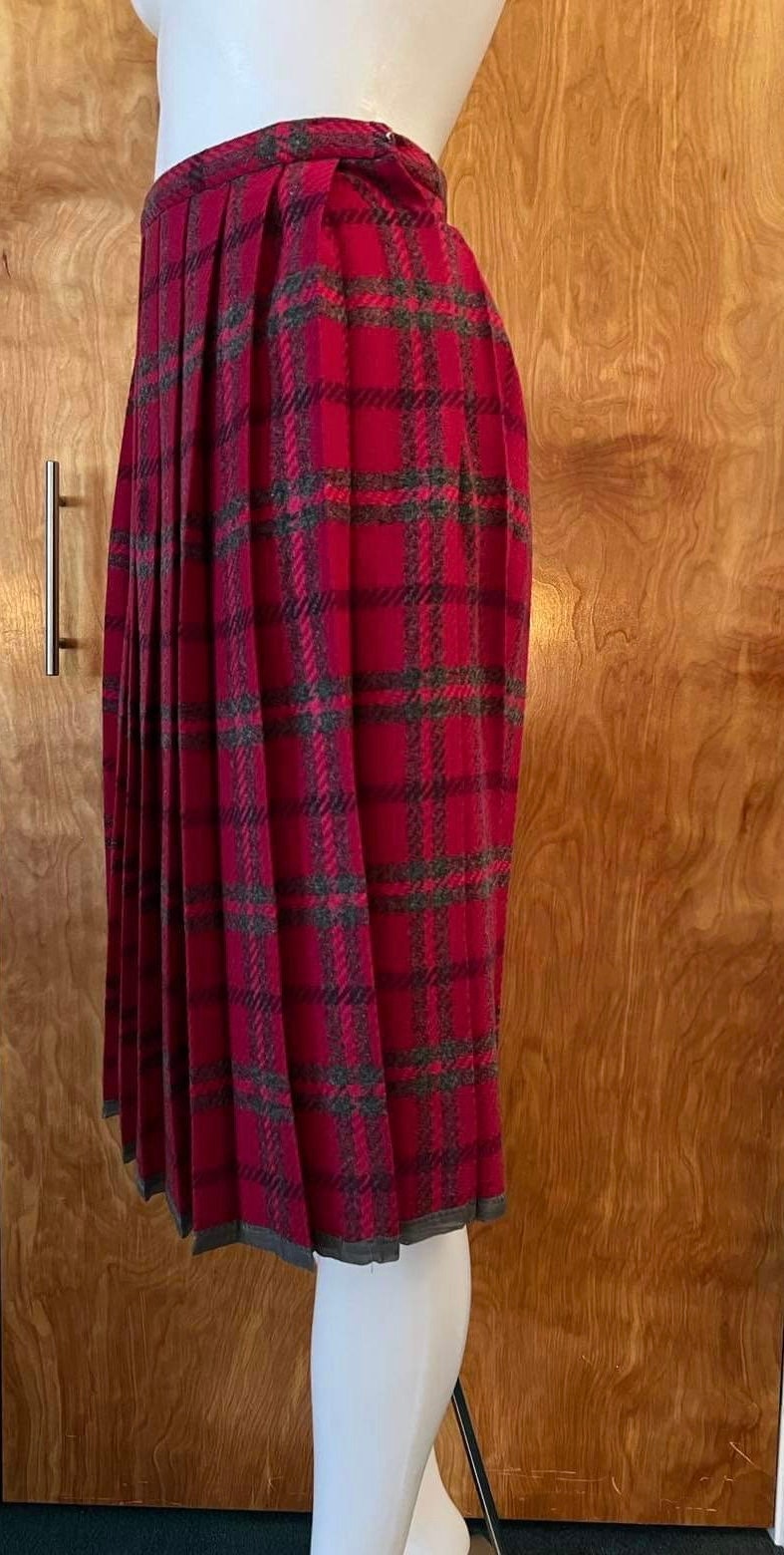 Vintage Pink Plaid Skirt Wool Pleated Skirt 1940s 1950s Skirt Etsy