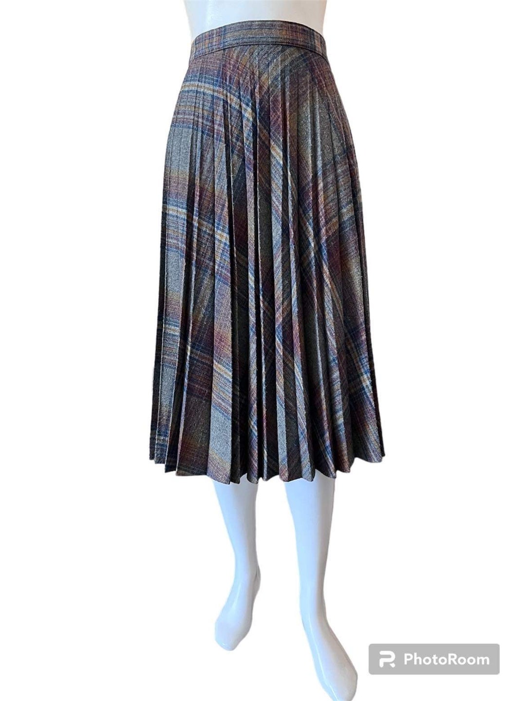 70’s Plaid Pleated Mini Skirt Plaid Wrap Skirt
