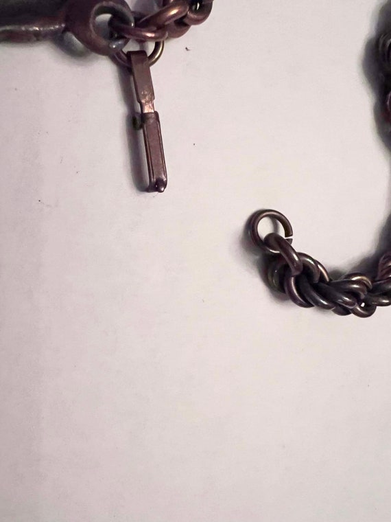 Vintage copper bracelet twisted coil chain dragon… - image 6
