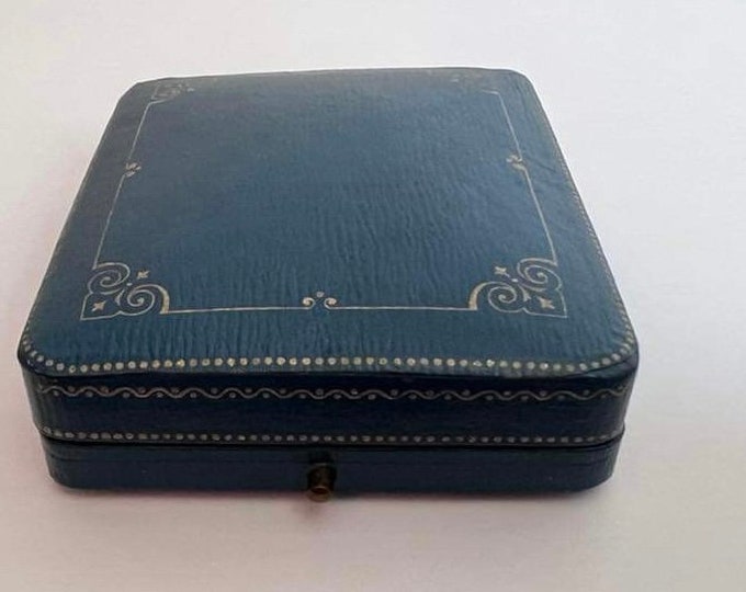 Antique Necklace Display Box Made in Germany Blue With Gold Etsy