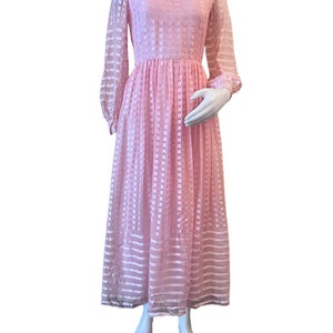 Vintage dress Richelene New York pink silk sheer sleeves high neck 1960s dress cocktail dress party dress mod dress